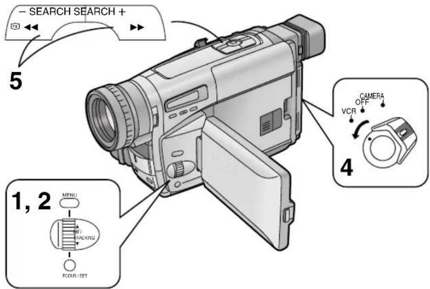 - SEARCH SEARCH + 5 1, 2 MENU RACKING FOCUS-SET CAMERA OFF VCR 4