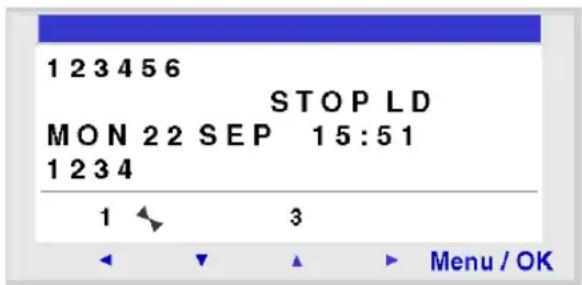 1 2 3 4 5 6 STOP LD MON 22 SEP 15:51 1 2 3 4 1 ← 3 Menu / OK