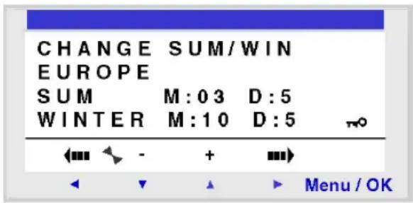 CHANGE SUM/WIN EUROPE SUM M:03 D:5 WINTER M:10 D:5 Menu / OK