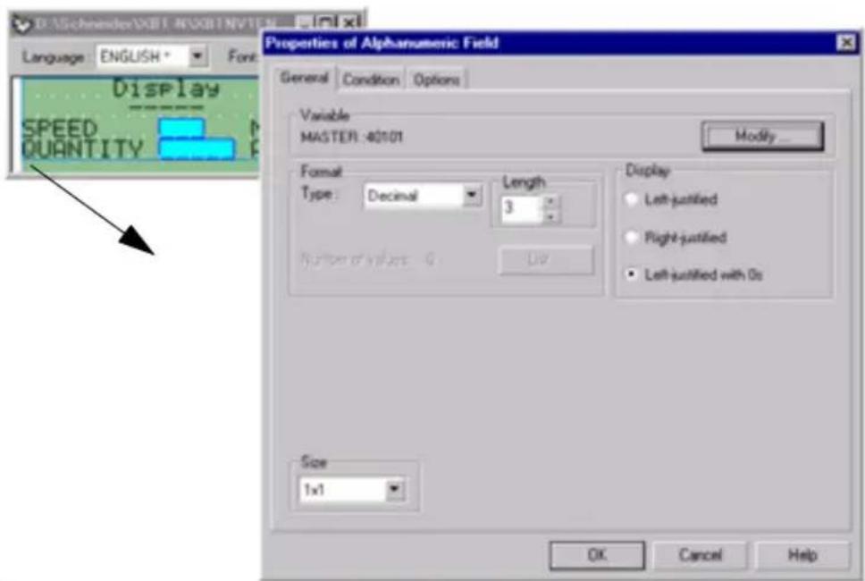 SCHNEIDER XBTN401 - Alphanumeric variable fields - 1