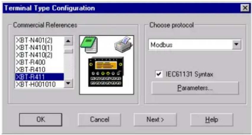 SCHNEIDER XBTN401 - Step 1 - Select the type of terminal - 1