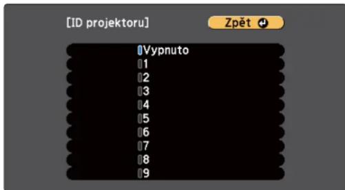 [ID projektoru] Vypnuto 1 2 3 4 5 6 7 8 9