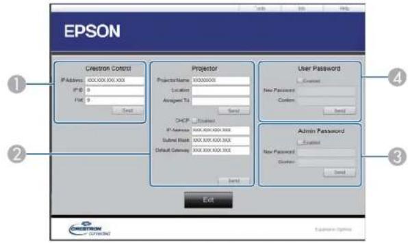 EPSON EB-X49 - Okno Tools systému Crestron Connected - 1