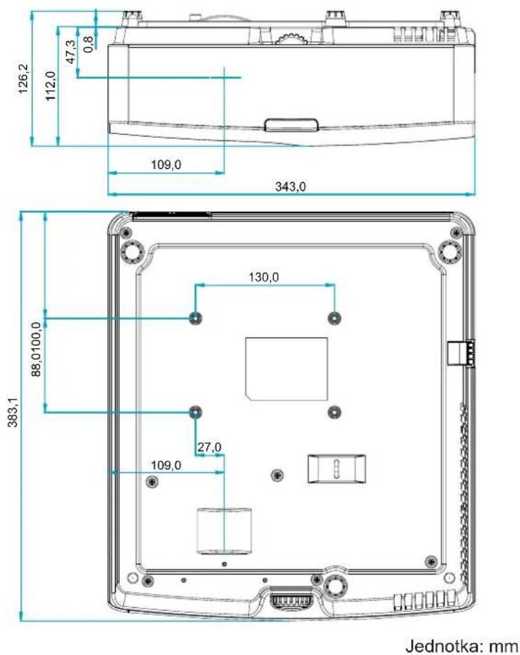 OPTOMA EH330UST - Rozměry projektoru a stropní instalace - 1