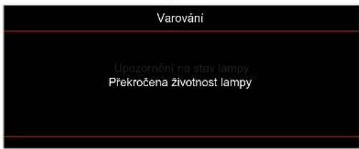 Varování Upozornění na stav lampy Překročena životnost lampy