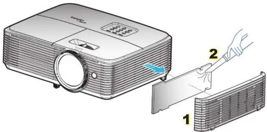 OPTOMA W308STe - Čištění prachového filtru - 1