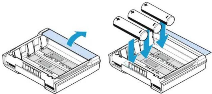 SENNHEISER SK 9000 - Inserting batteries into the B 61 battery pack - 1