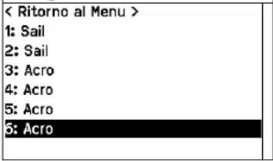 < Ritorno al Menu > 1: Sail 2: Sail 3: Acro 4: Acro 5: Acro 6: Acro
