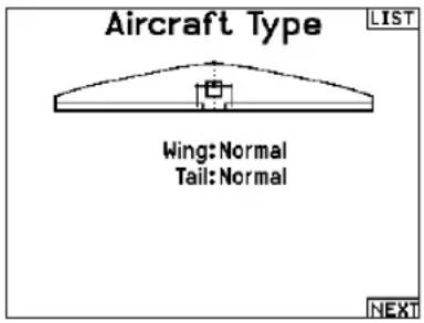 Aircraft Type LIST Wing: Normal Tail: Normal NEXT