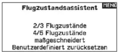 Flugzustandsassistent MEND 2/3 Flugzustände 4/5 Flugzustände maßgeschneidert Benutzerdefiniert zurücksetzen