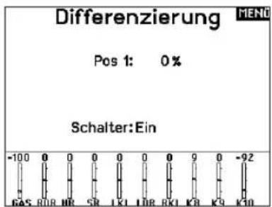 Differenzierung Pos 1: 0% Schalter: Ein -100 0 0 0 0 0 0 9 0 -92 GAS BUR HR SR LK1 LDR BK1 KB K9 K10