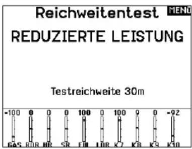 Reichweitentest MEND REDUZIERTE LEISTUNG Testreichweite 30m -100 0 0 0 100 0 100 9 0 -92 GAS ROR HR SR EII LDR K7 K8 K9 K10