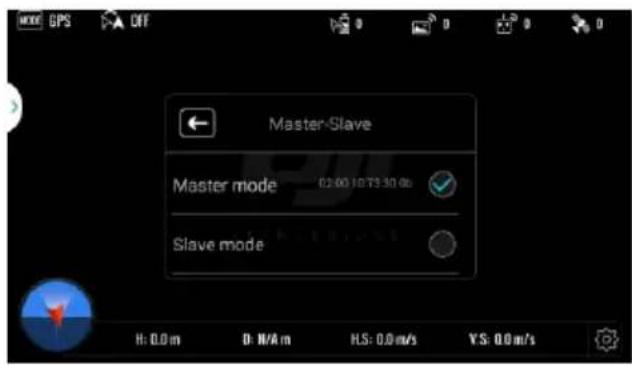 GPS OFF Master-Slave Master mode 02:00 10:73:30:00 Slave mode H: 0.0 m D: N/A m H.S: 0.0 m/s Y.S: 0.0 m/s