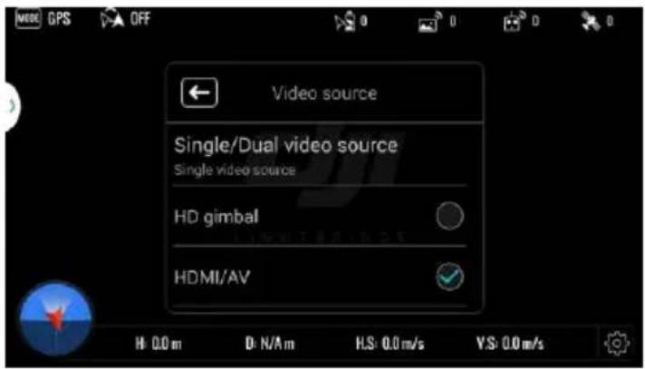 Video source Single/Dual video source Single video source HD gimbal HDMI/AV H: 0.0 m D: N/A m H.S: 0.0 m/s Y.S: 0.0 m/s