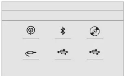 Image displaying six icons: a music note, a microphone, a phone, a gear switch, and a USB symbol, arranged in two rows.
