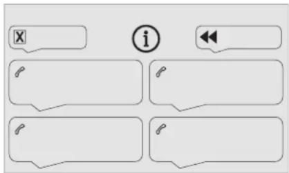 User interface screenshot with speech bubbles, navigation buttons, and a message icon labeled 'i'