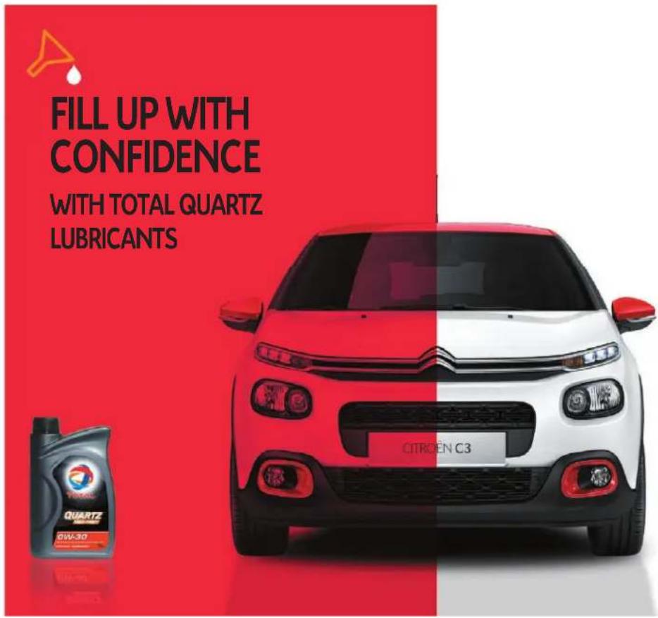 FILL UP WITH CONFIDENCE WITH TOTAL QUARTZ LUBRICANTS CITROEN C3