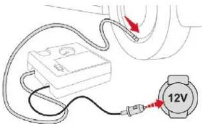 Diagram showing a device connected to a 12V speedometer with red arrows indicating signal flow or connection points.