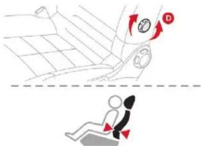 Diagram illustrating car safety instructions with directional arrows and a person wearing a seatbelt.