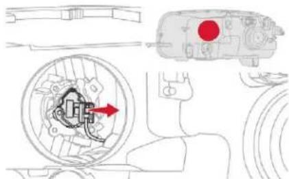 Technical diagram showing mechanical assembly with labeled components and directional arrow indicating motion or force