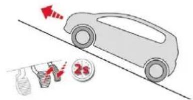 Diagram illustrating a car collision with a 2S speed limit and a hand holding a bottle, showing directional arrows and a magnified view.