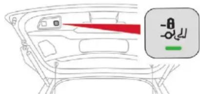 Diagram showing car interior with a red arrow pointing to the left side of the window, and a green indicator box labeled '###' in the corner.