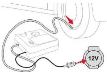 Diagram showing a cable connection to an electronic device with a 12V speed meter connected via a sensor.