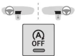 Diagram showing two car dashboard icons above a control panel with 'OFF' text and circular arrow symbol