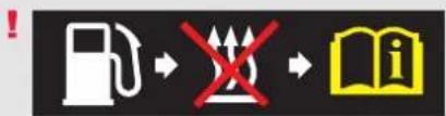 Warning symbol with fuel pump, crossed-out valve, and open book icon indicating unknown or invalid status