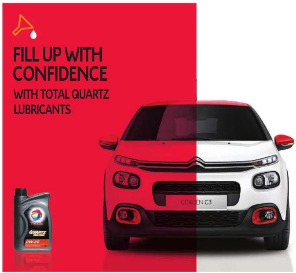 FILL UP WITH CONFIDENCE WITH TOTAL QUARTZ LUBRICANTS QUARTZ OW-30 CITROEN C3