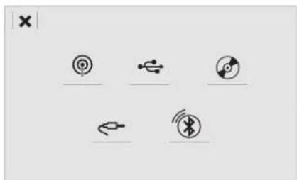 Icon set with standard icons including camera, USB, and Bluetooth symbols