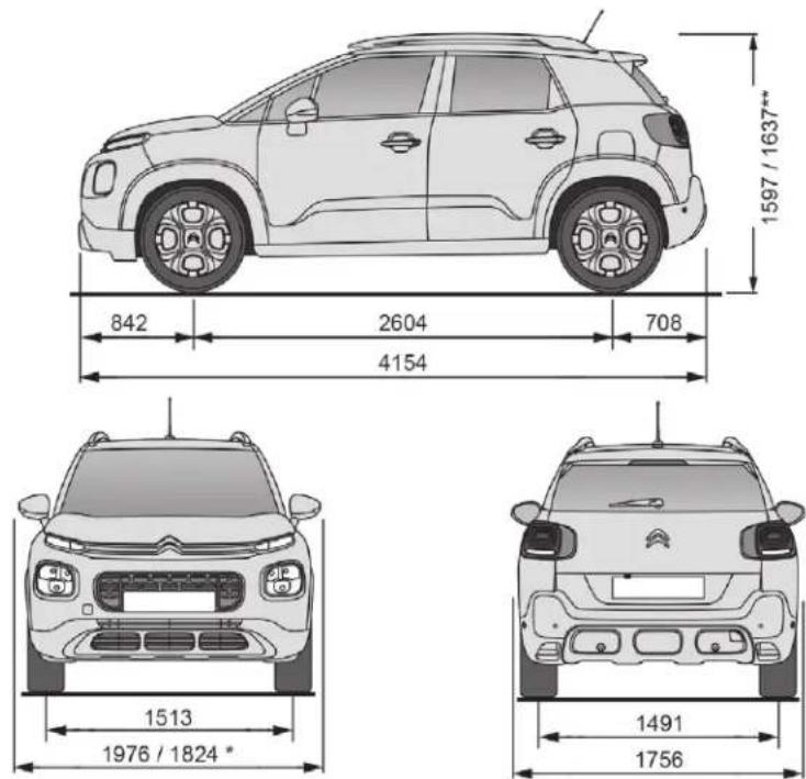 CITROEN C3 Aircross (2017) - Dimensions (in mm) - 1