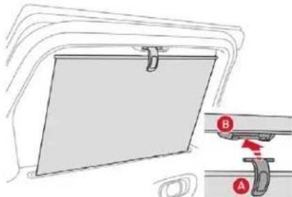 Diagram showing a device with labeled parts A and B, likely illustrating a mechanical or electrical component assembly.