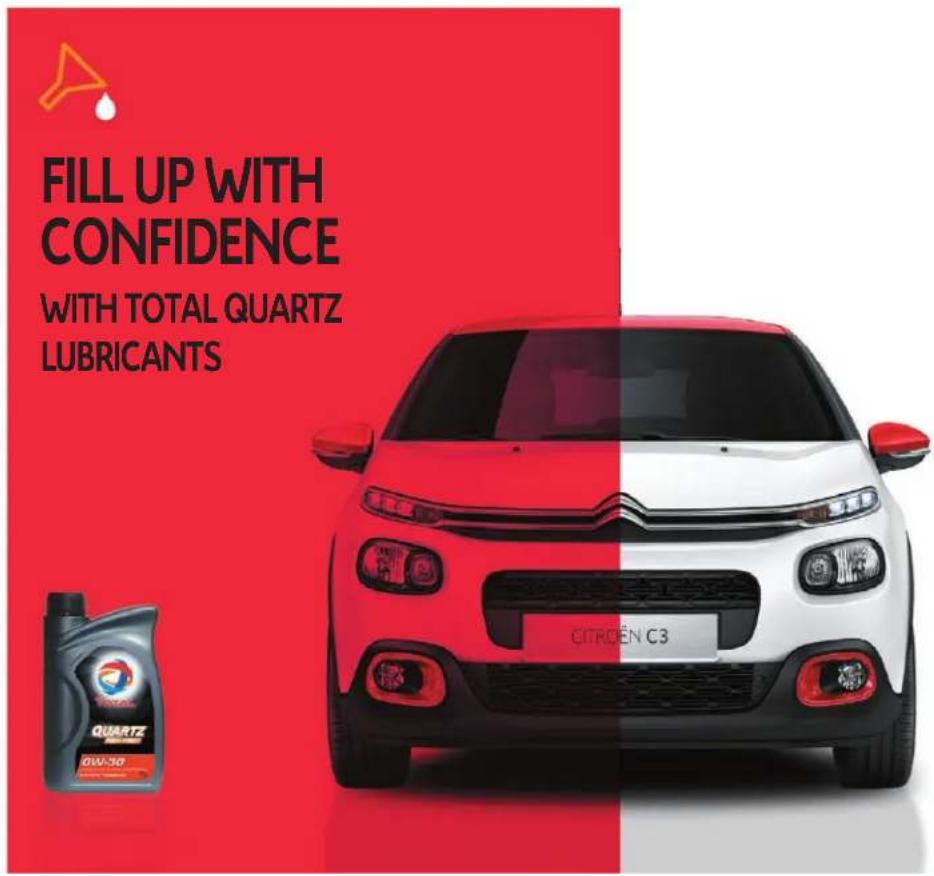 FILL UP WITH CONFIDENCE WITH TOTAL QUARTZ LUBRICANTS CITROËN C3