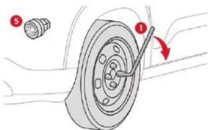Technical diagram showing a mechanical assembly with labeled parts and directional arrow indicating motion or force