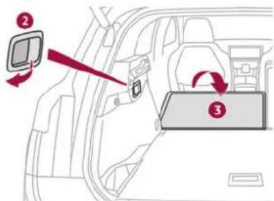 Diagram showing car seatbelt switch mechanism with numbered parts and directional arrows indicating rotation