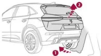 Diagram of a car rearview with numbered annotations indicating components of the front panel and sensor placement.