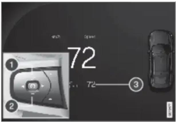 Polestar 2 - Setting the stored speed for cruise control functions - 1