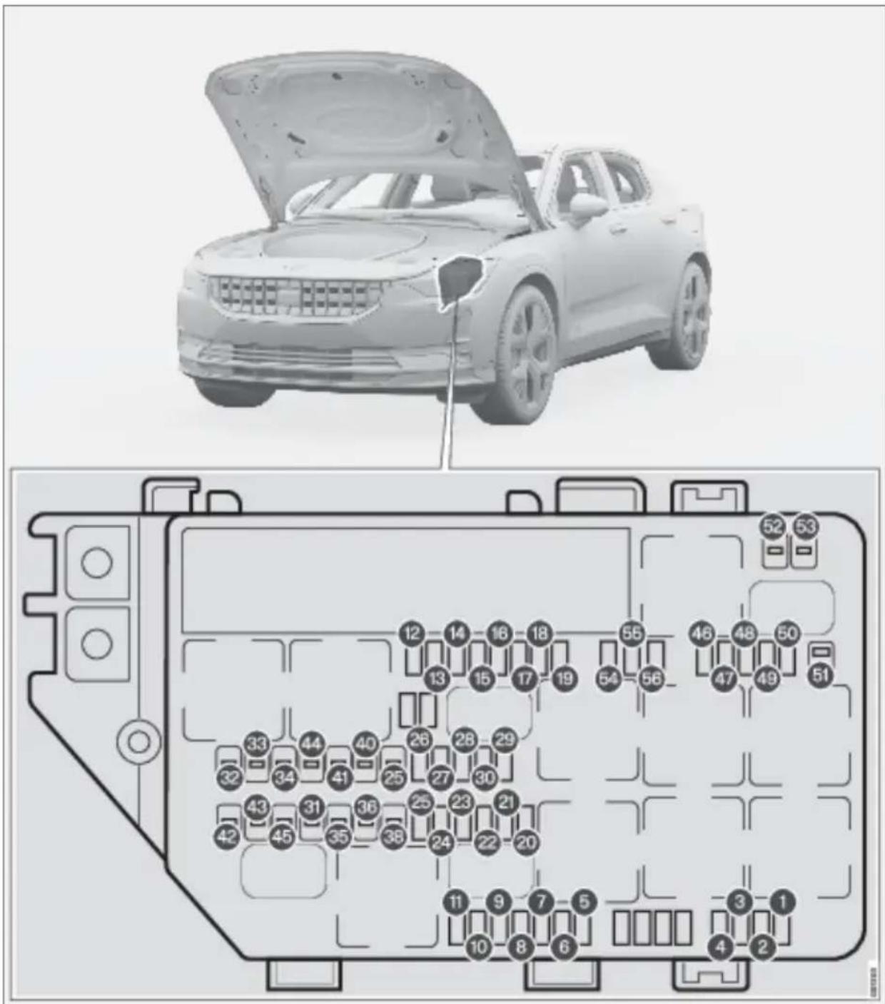 Polestar 2 - Fuses under the bonnet - 1