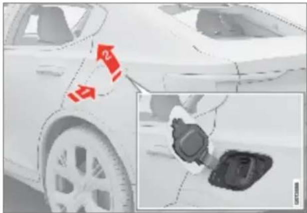 Polestar 2 - Opening and closing the charging input socket hatch - 1