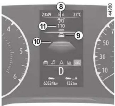 23:49 日 0 23°C 8 11 110 km/h 9 10 D 63524 km 432 km 44980