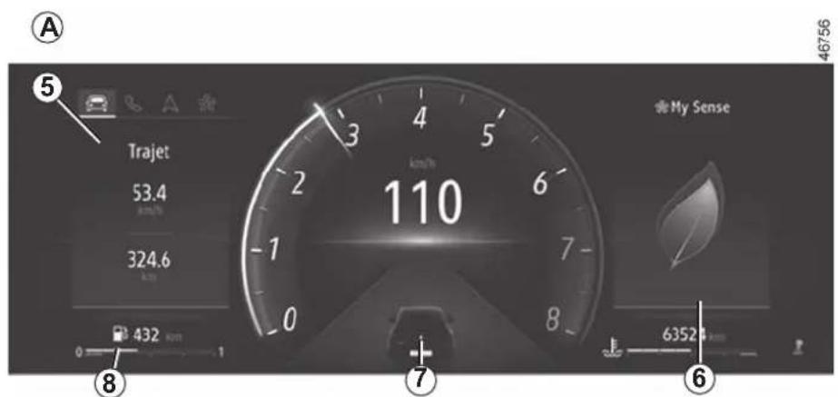⑤ Trajet 53.4 km/h 324.6 0 432 km/h 1 110 My Sense 6352 ⑧ ⑦ ⑥ 46756