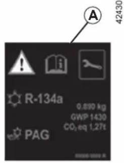 A 42430 R-134a 0.890 kg GWP 1430 CO₂ eq 1.27t PAG