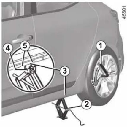 Diagram of a car's wheel assembly with numbered parts and labeled components