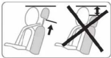 Diagram showing two scenarios of seatbelt usage: one with a seatbelt and another without, both marked with arrows indicating direction.