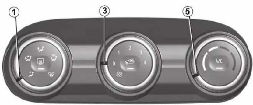 Diagram of car air conditioning control panel with labeled buttons and gauges