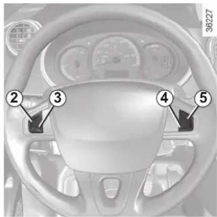 Diagram of a car steering wheel with numbered labels pointing to key components