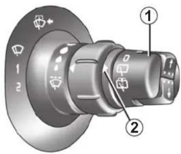 Diagram of a car control knob with labeled parts and directional indicators