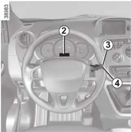 Car dashboard interior with numbered component labels pointing to key parts