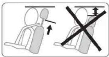 Diagram showing two scenarios of seatbelting: one with a seatbelt and another with a crosshair indicating no seatbelting.